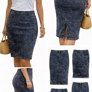 Vibrant Blue Denim Pencil Skirt